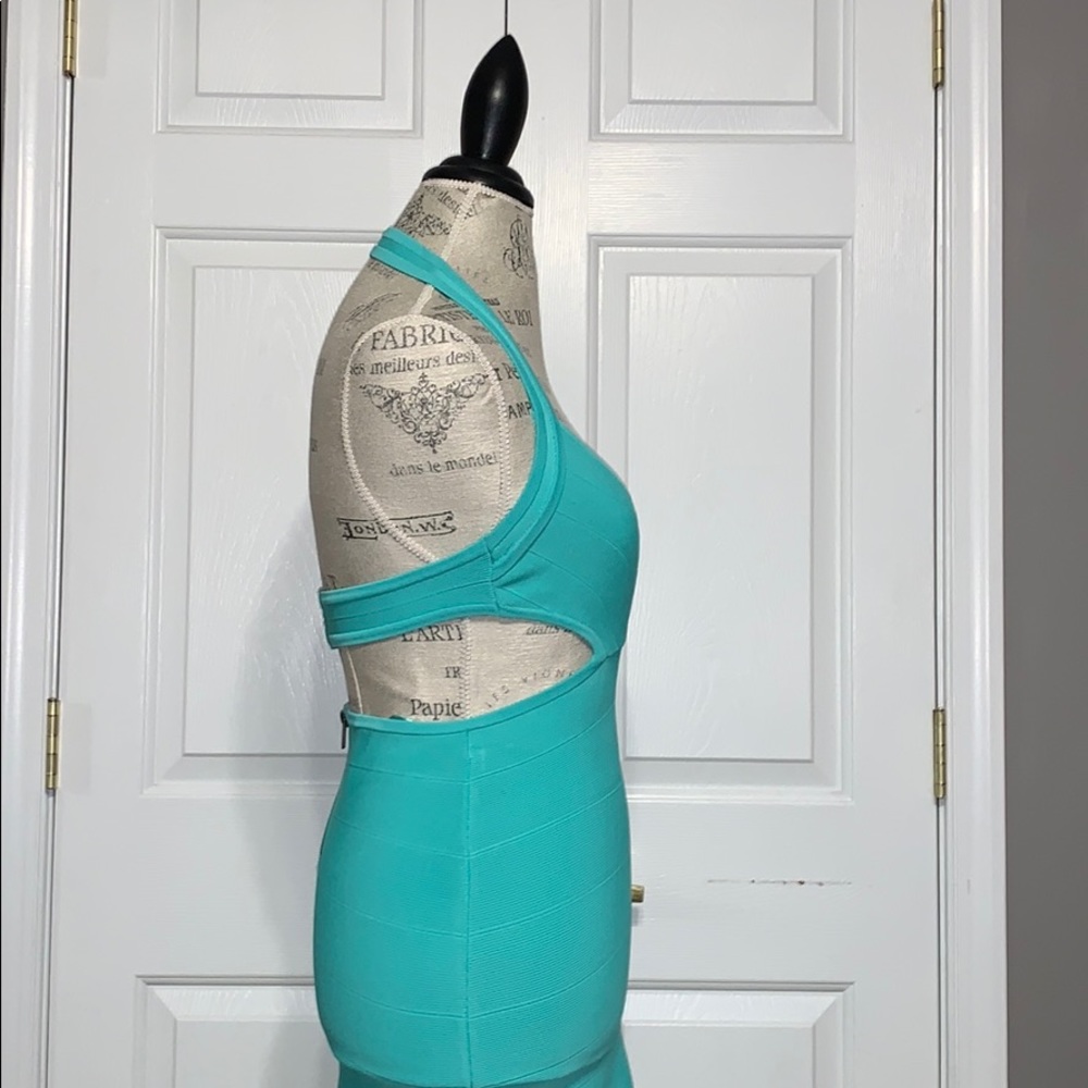 Turquoise Aqua Guess Mirage Halter CutOut Dress - Picture 6 of 8